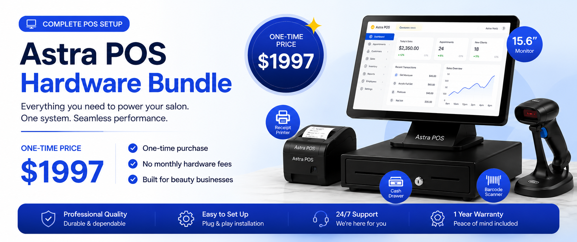 Astra POS System hardware package — complete POS setup, one-time price