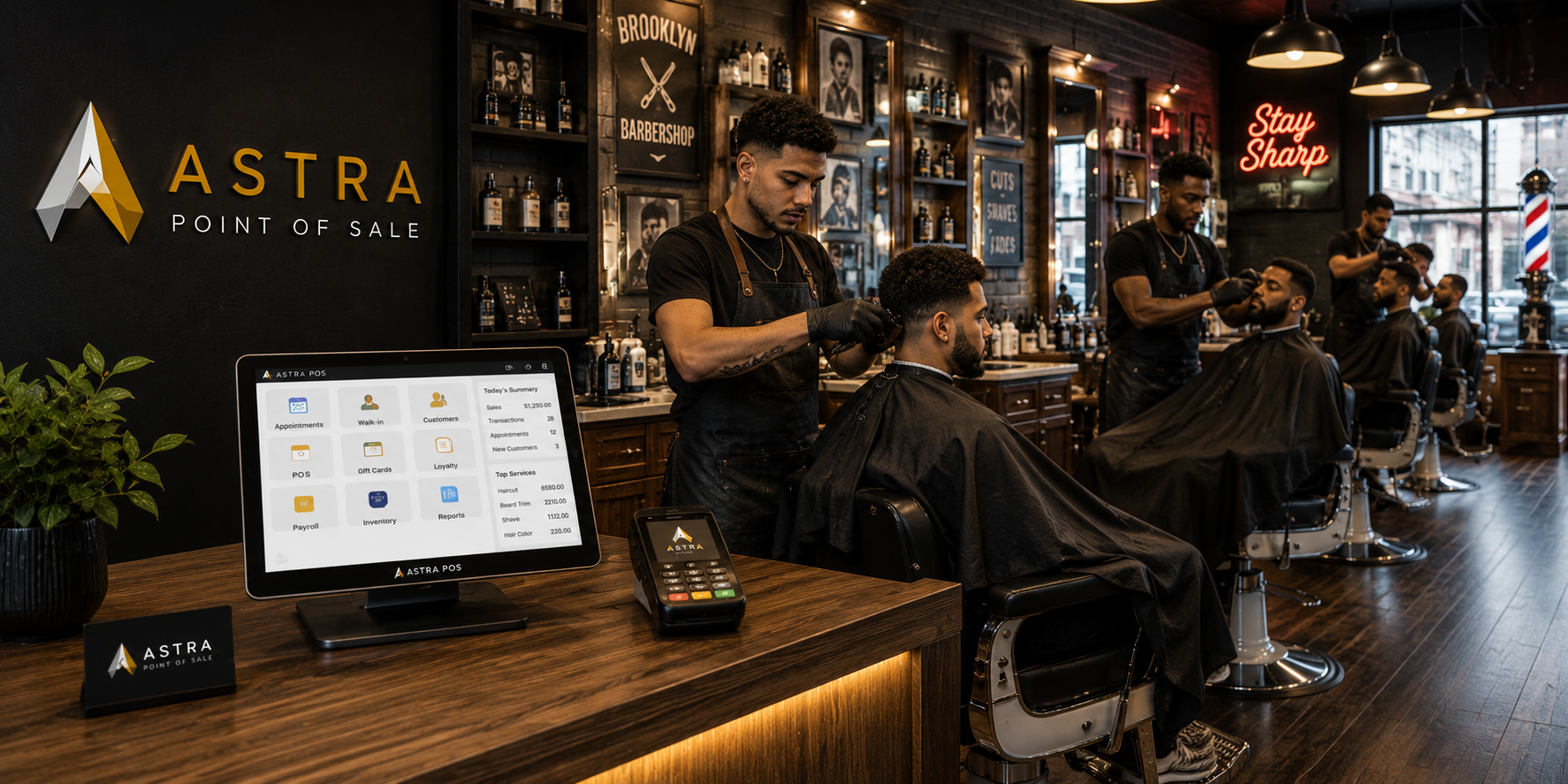 Barbershop software system running on Astra POS