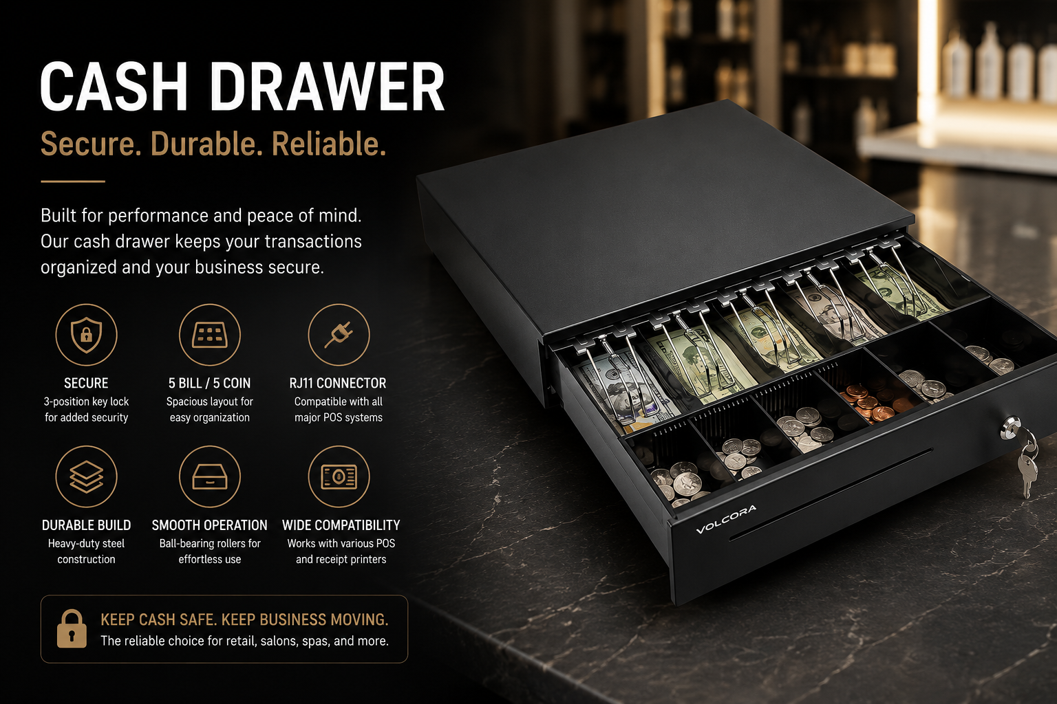 Heavy-duty cash drawer by Astra POS