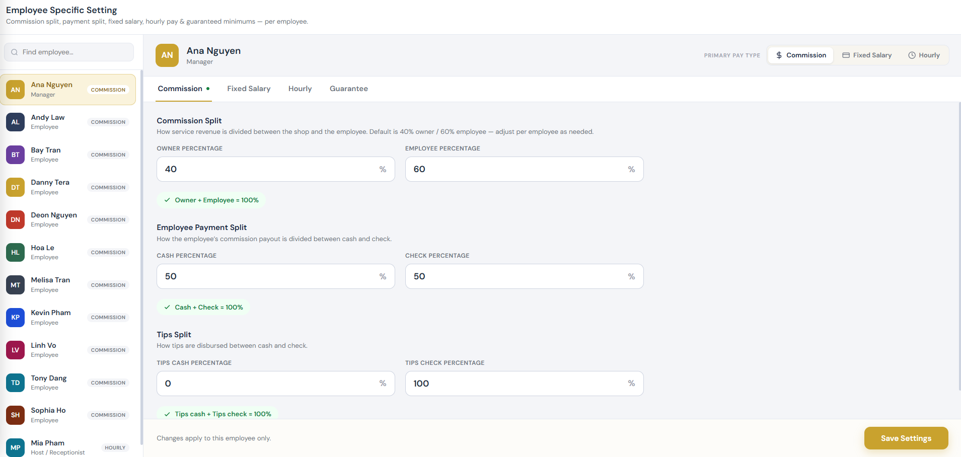 Astra POS employee payroll setting