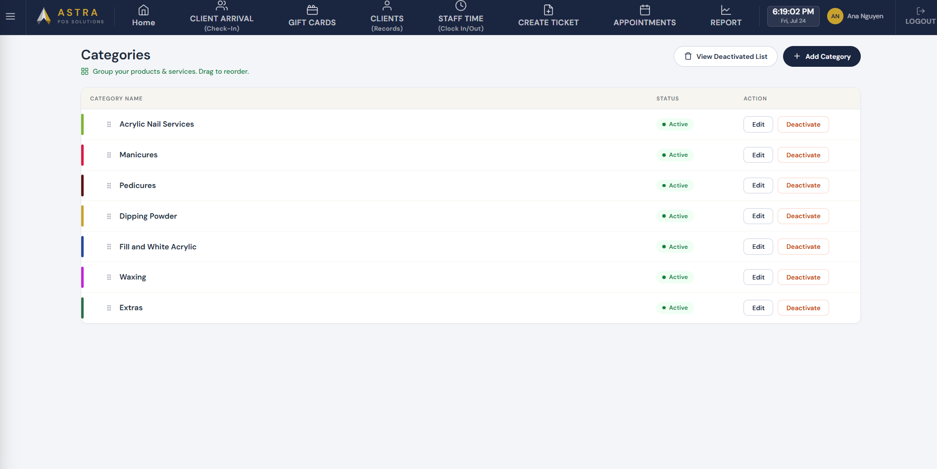 Astra POS inventory category setting