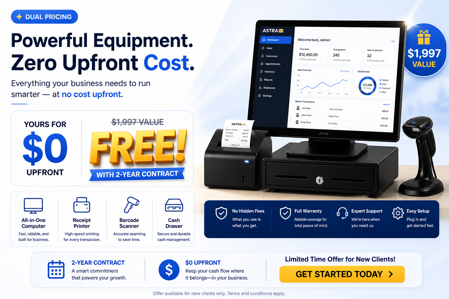 Claim your free POS — powerful equipment, zero upfront cost