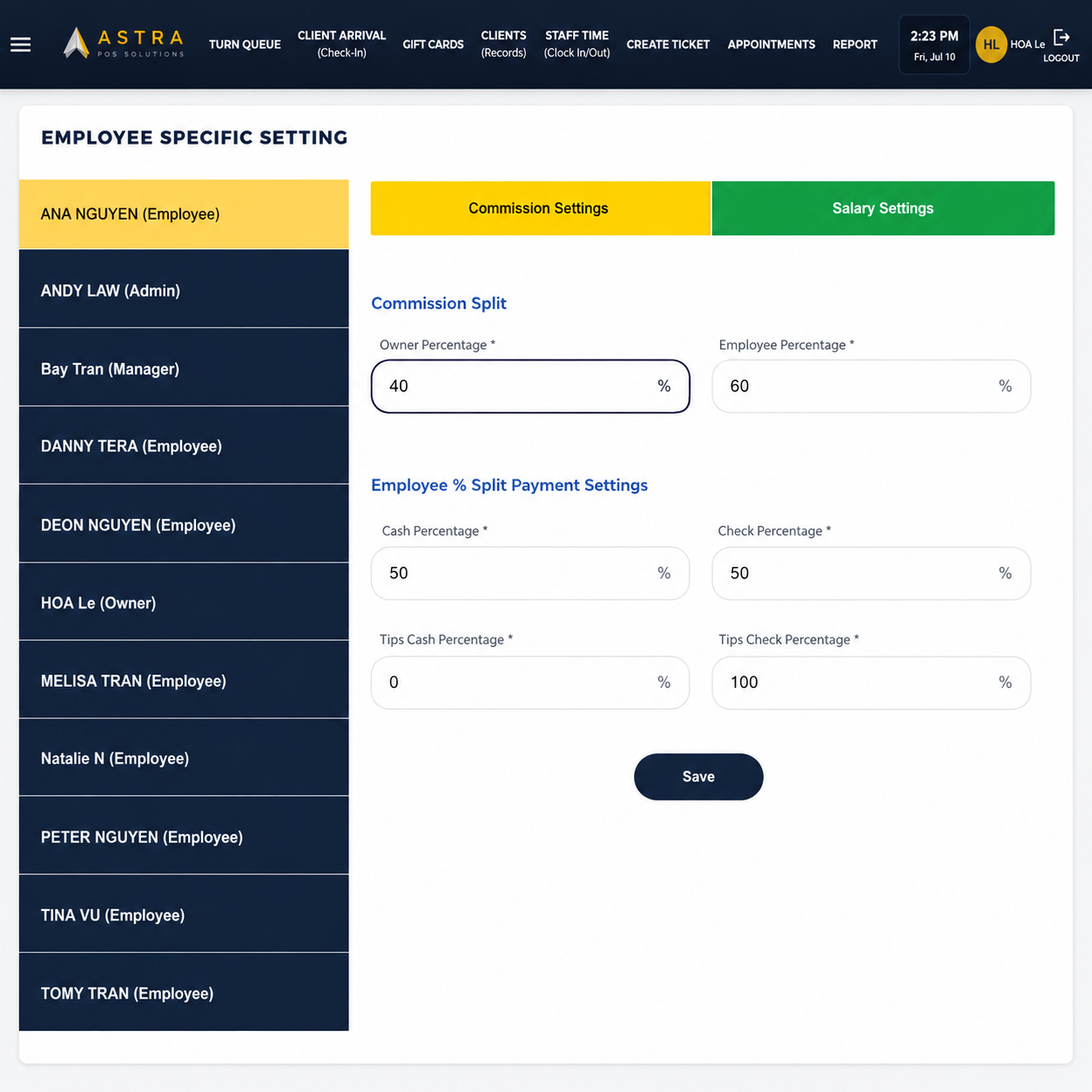 Configuring a staff pay structure in Astra