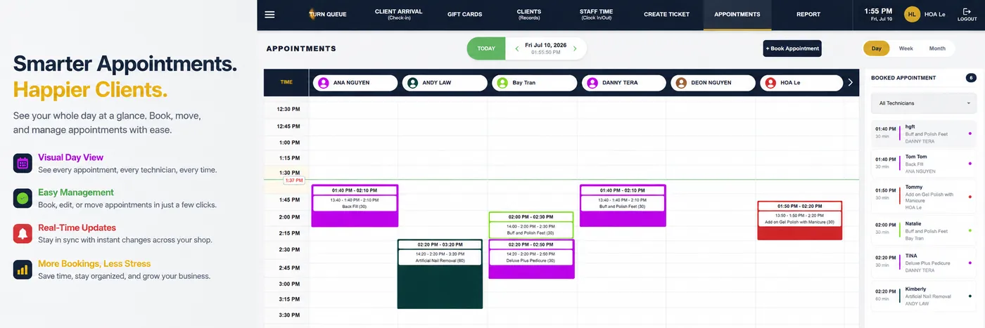 Astra POS appointment scheduling