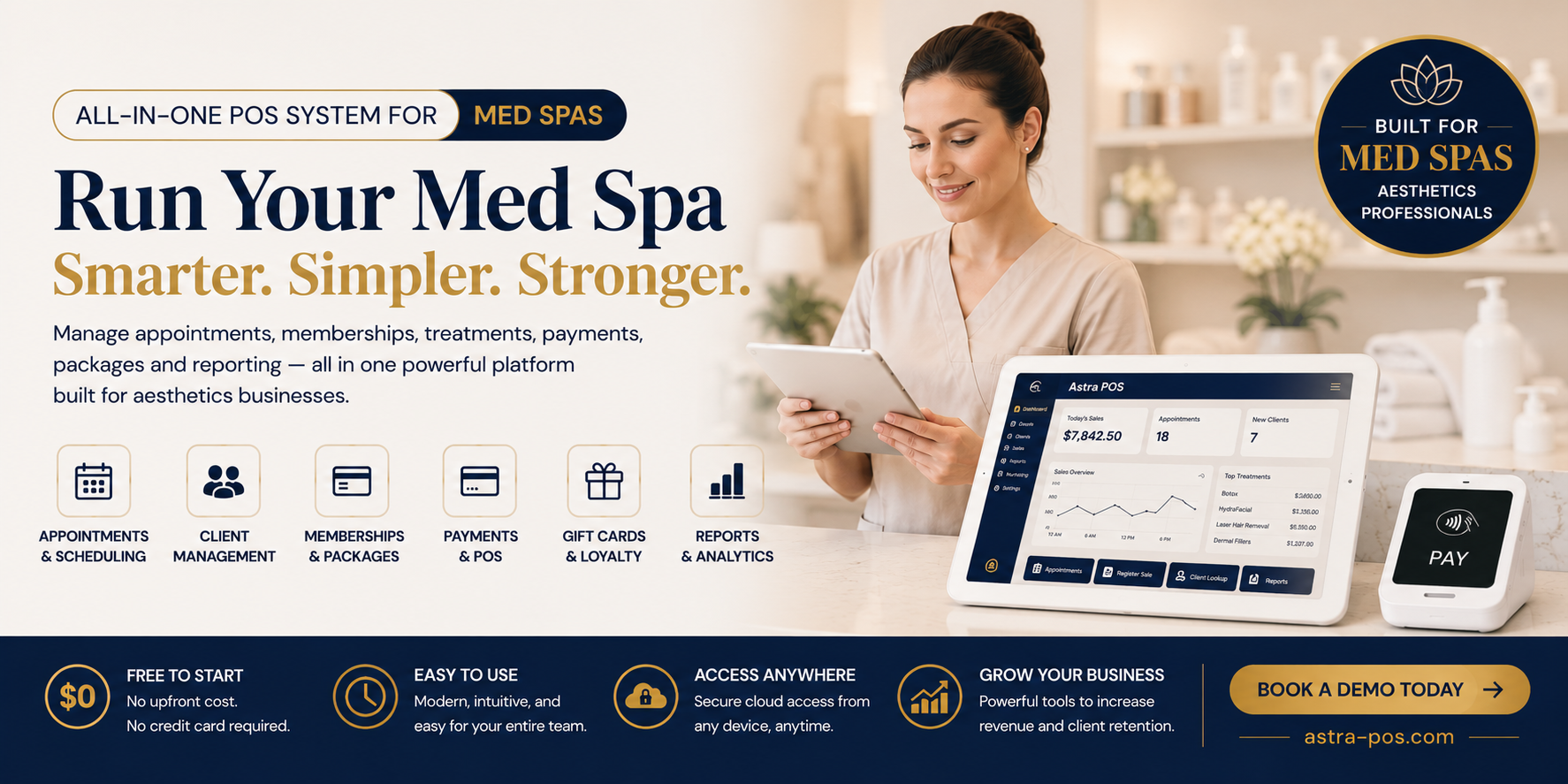 Benefits of running a med spa on Astra POS