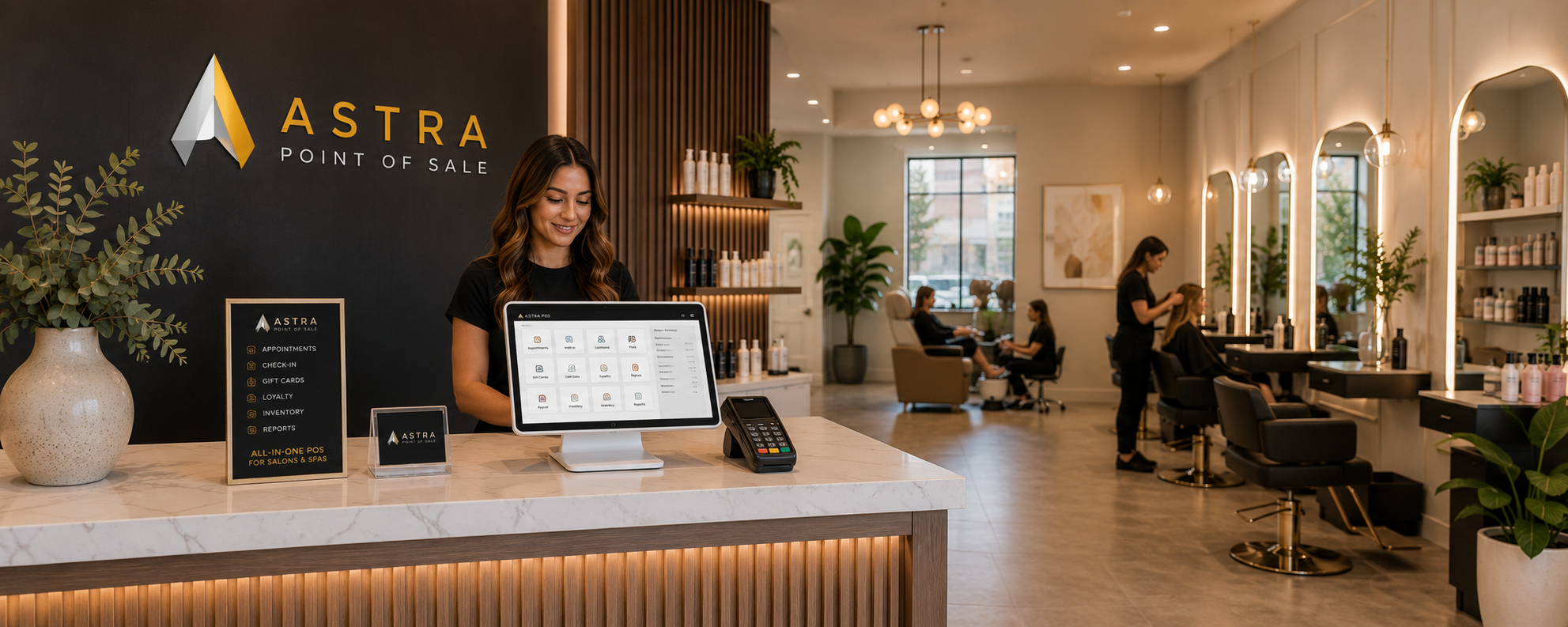 Spa and hair salon interior running Astra POS